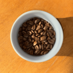 Ethiopian Sidamo beans at a light-medium roast in a white cup